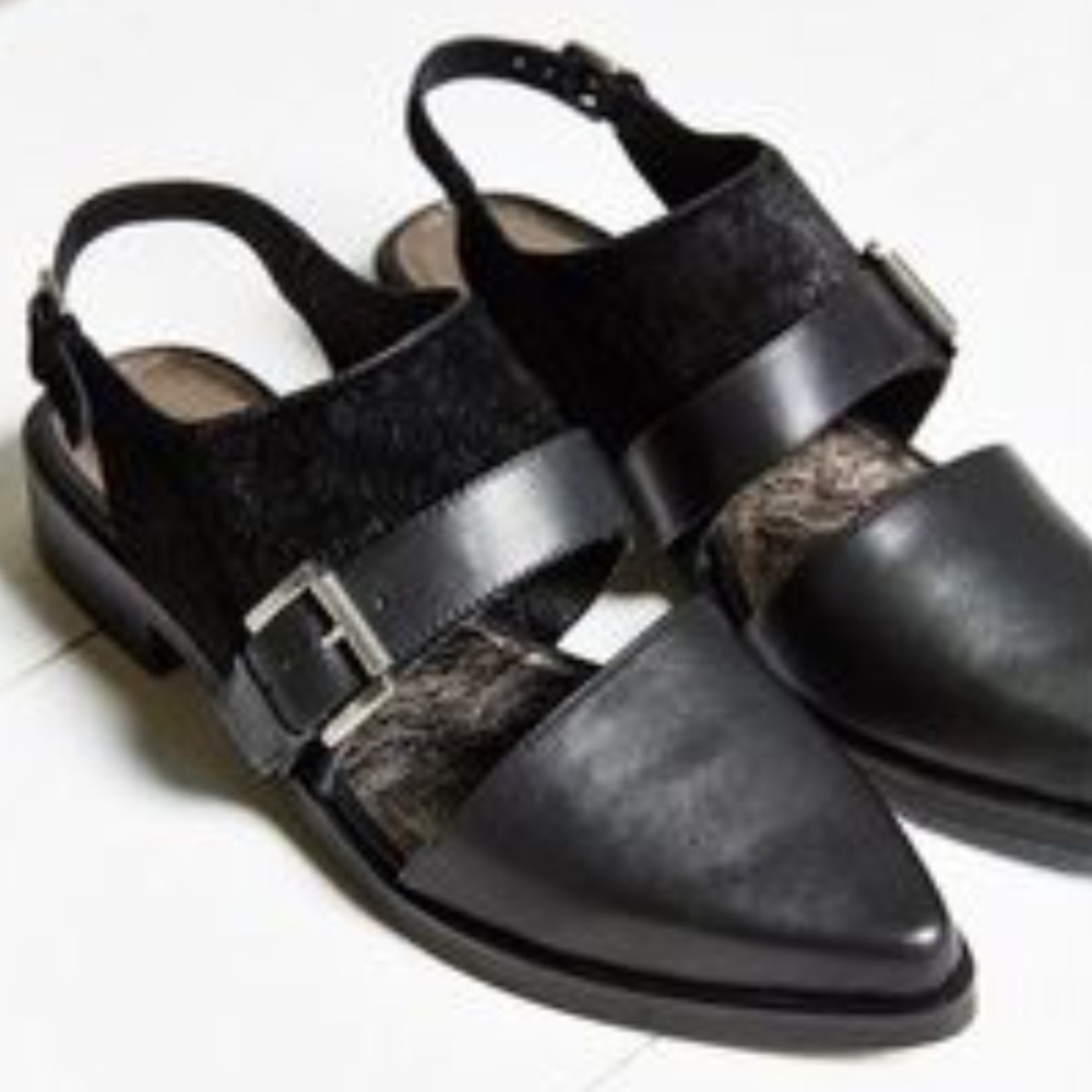 Matisse black calf hair slides/mules